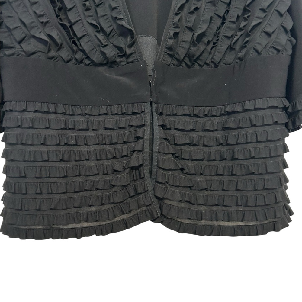 Joseph Ribkoff Black Textured Ruffle Sweater Jacket Size 20 - Picture 2 of 6